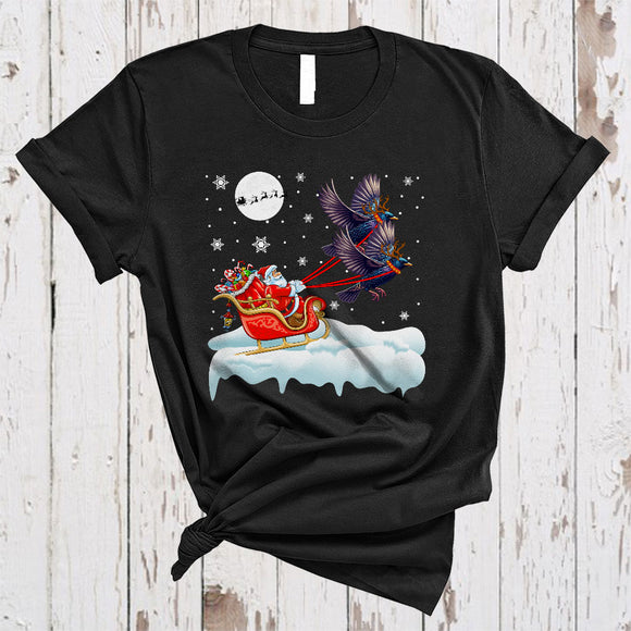 MacnyStore - Santa Riding Reindeer Starling Bird Sleigh, Awesome Christmas Santa Sleigh Bird, X-mas Family T-Shirt