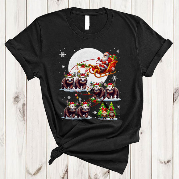 MacnyStore - Santa Riding Sloth Reindeer X-mas Sleigh, Joyful Christmas Wild Animal, X-mas Santa Sleigh T-Shirt