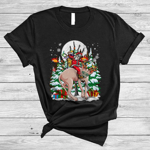MacnyStore - Santa Riding Sphynx Reindeer, Awesome Christmas Tree Kitten Lover, Snow Around X-mas T-Shirt