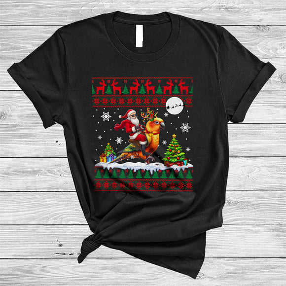 MacnyStore - Santa Riding Sun Conure Bird, Awesome Christmas Sweater Sun Conure Bird, X-mas Group T-Shirt
