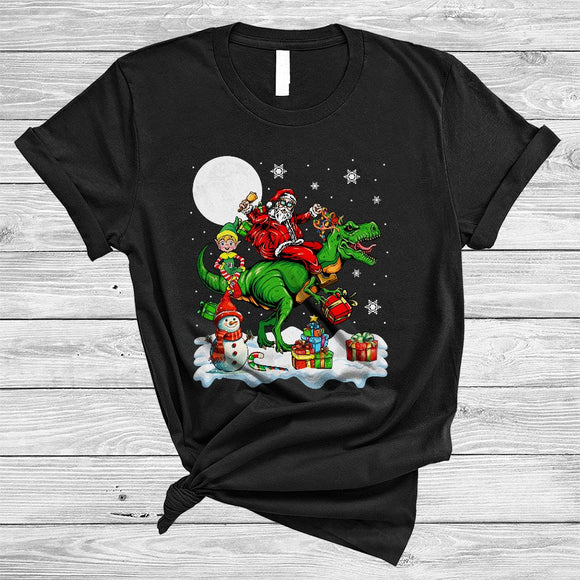MacnyStore - Santa Riding T-Rex Reindeer, Awesome Christmas Snow T-Rex, Matching X-mas Dinosaur Lover T-Shirt