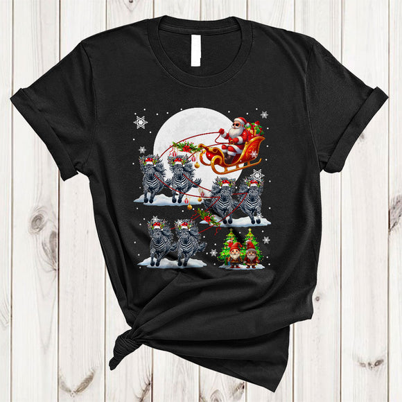 MacnyStore - Santa Riding Zebra Reindeer X-mas Sleigh, Joyful Christmas Wild Animal, X-mas Santa Sleigh T-Shirt