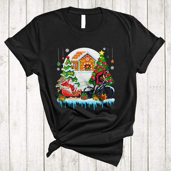 MacnyStore - Santa Sledding Bicycle X-mas Sleigh, Joyful Christmas Tree Santa Sleigh, Snow Matching Bicycle Lover T-Shirt