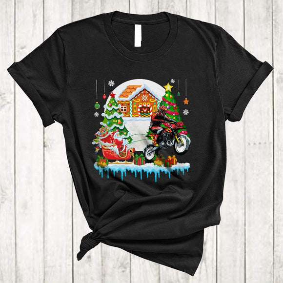 MacnyStore - Santa Sledding Dirt Bike X-mas Sleigh, Joyful Christmas Tree Santa Sleigh, Snow Matching Dirt Bike Lover T-Shirt
