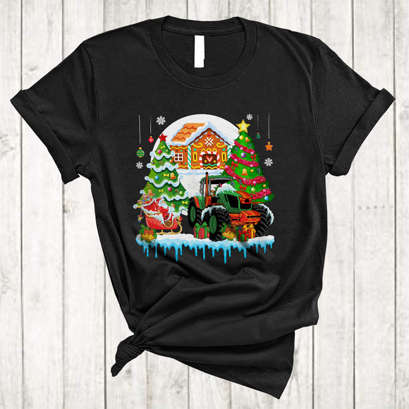 MacnyStore - Santa Sledding Tractor X-mas Sleigh, Joyful Christmas Tree Santa Sleigh, Snow Matching Tractor Lover T-Shirt