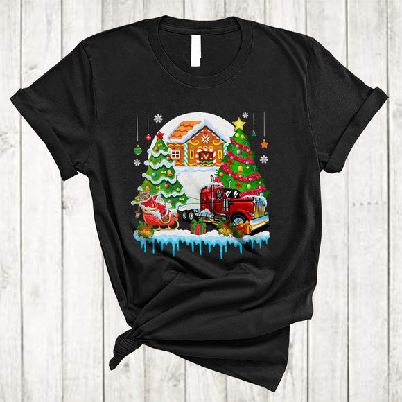 MacnyStore - Santa Sledding Truck X-mas Sleigh, Joyful Christmas Tree Santa Sleigh, Snow Matching Truck Lover T-Shirt