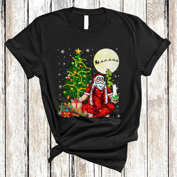 MacnyStore - Santa Smoking Smoker 420, Funny Christmas Tree Snow Around Stoner, Matching X-mas Group T-Shirt