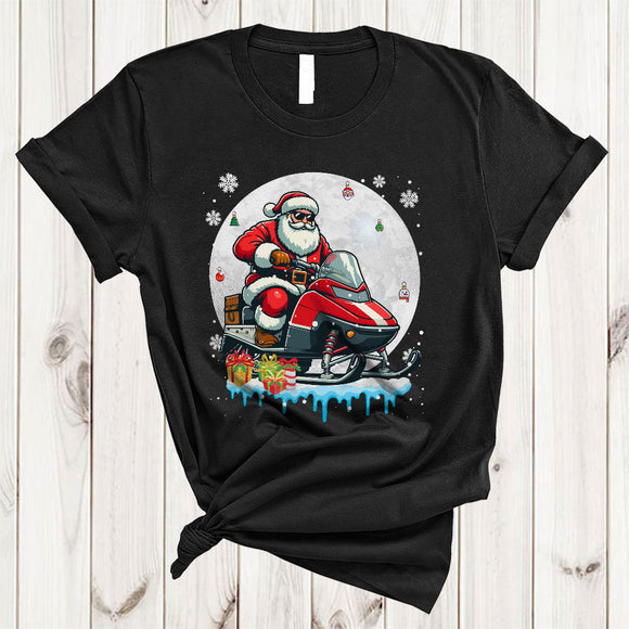 MacnyStore - Santa Snowmobile, Awesome Christmas Santa Snow Around, Matching X-mas Family Group T-Shirt