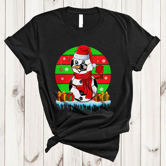 MacnyStore - Santa Soccer Snowman Cute Retro Christmas Snow Matching Sport Team Soccer Player Lover T-Shirt