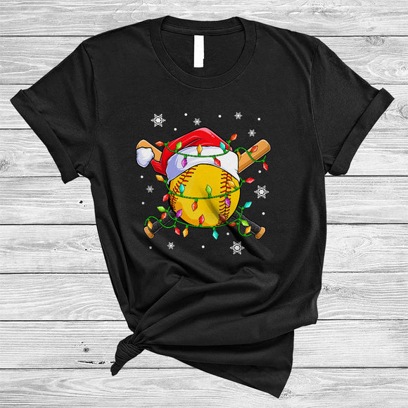 MacnyStore - Santa Softball Equipment, Awesome Christmas Softball Player Team, Matching X-mas Sport Lover T-Shirt