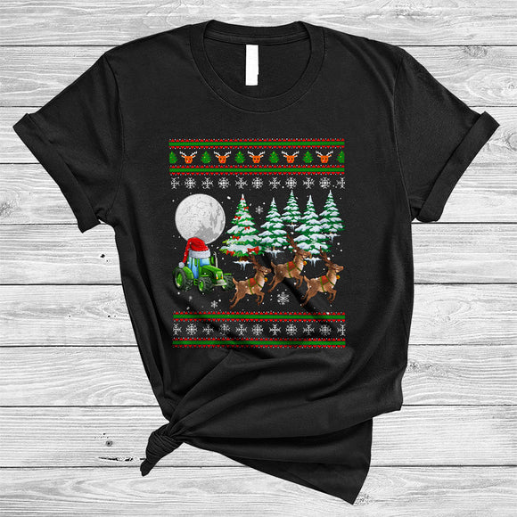 MacnyStore - Santa Tractor Reindeer Sleigh, Wonderful Christmas Sweater Tree, X-mas Santa Farmer T-Shirt