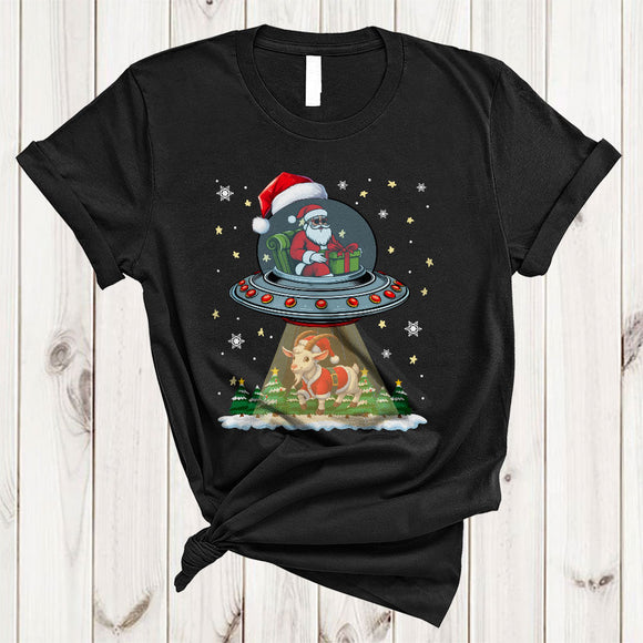 MacnyStore - Santa UFO Goat, Lovely Cool Christmas Santa Alien UFO, X-mas Farm Farmer Lover T-Shirt