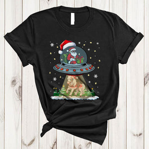 MacnyStore - Santa UFO Horse, Lovely Cool Christmas Santa Alien UFO, X-mas Farm Farmer Lover T-Shirt