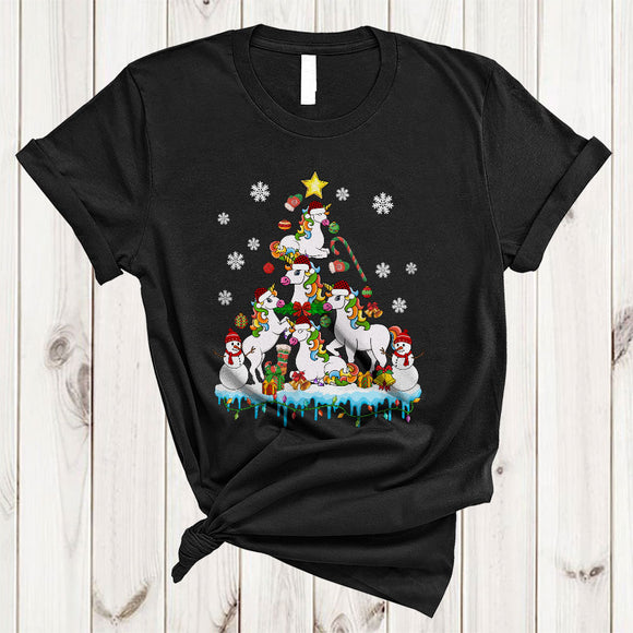 MacnyStore - Santa Unicorn As Christmas Tree, Adorable X-mas Santa Unicorn Lover, Girls Family Group T-Shirt