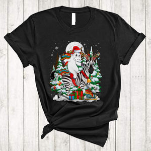 MacnyStore - Santa Unicorn Riding Zebra Reindeer, Amazing Christmas Tree Zebra, X-mas Snow Around T-Shirt