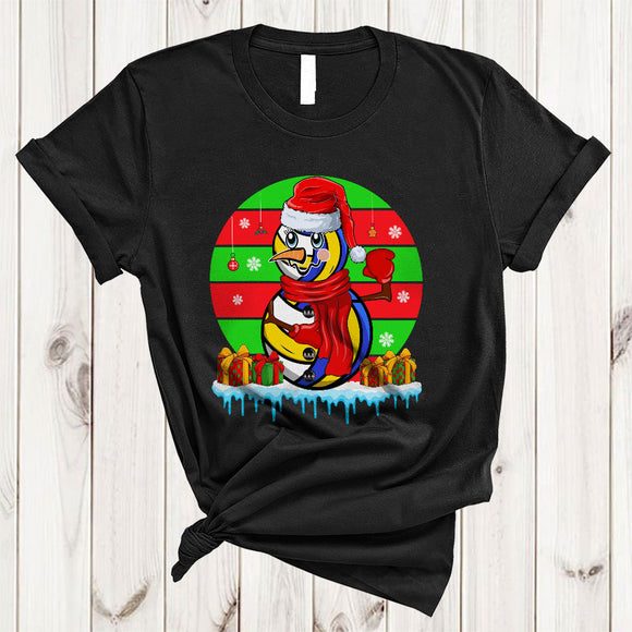 MacnyStore - Santa Volleyball Snowman Cute Retro Christmas Snow Matching Sport Team Volleyball Player Lover T-Shirt