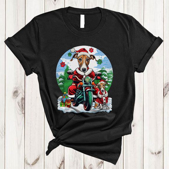 MacnyStore - Santa Whippet Riding Motorbike, Wonderful Christmas Biking Lover, Matching X-mas Biker T-Shirt