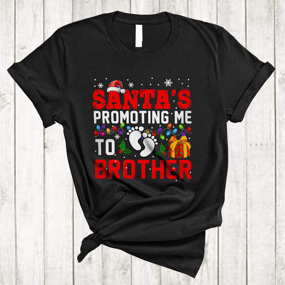 MacnyStore - Santa's Promoting Me To Brother, Humorous Cute Christmas Santa, Pregnancy X-mas Family T-Shirt
