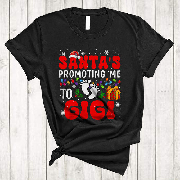 MacnyStore - Santa's Promoting Me To Gigi, Humorous Cute Christmas Santa, Pregnancy X-mas Family T-Shirt