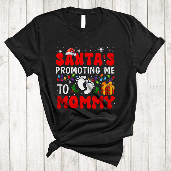 MacnyStore - Santa's Promoting Me To Mommy, Humorous Cute Christmas Santa, Pregnancy X-mas Family T-Shirt