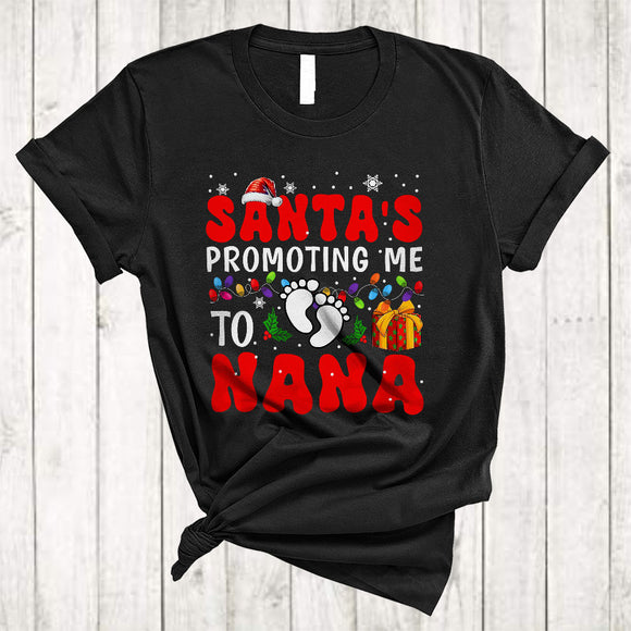 MacnyStore - Santa's Promoting Me To Nana, Humorous Cute Christmas Santa, Pregnancy X-mas Family T-Shirt