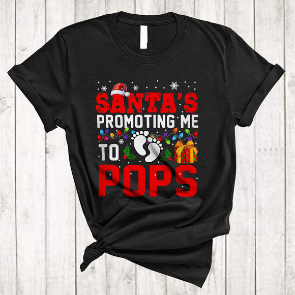 MacnyStore - Santa's Promoting Me To Pops, Humorous Cute Christmas Santa, Pregnancy X-mas Family T-Shirt