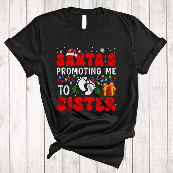 MacnyStore - Santa's Promoting Me To Sister, Humorous Cute Christmas Santa, Pregnancy X-mas Family T-Shirt