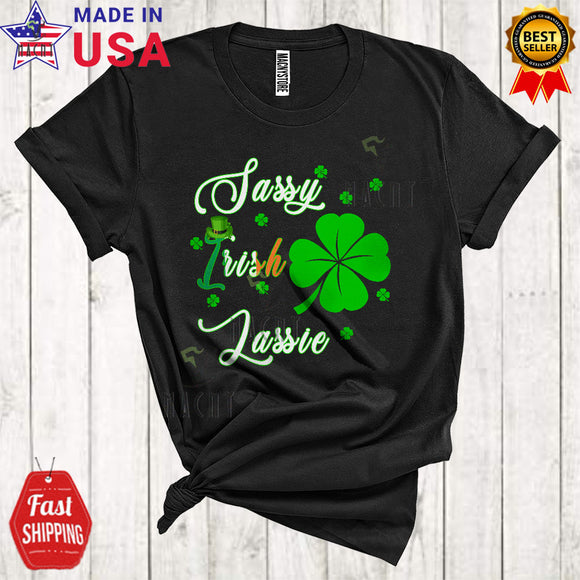 MacnyStore - Sassy Irish Lassie Cool Happy St. Patrick's Day Irish Flag Shamrock Matching Women Family Group T-Shirt