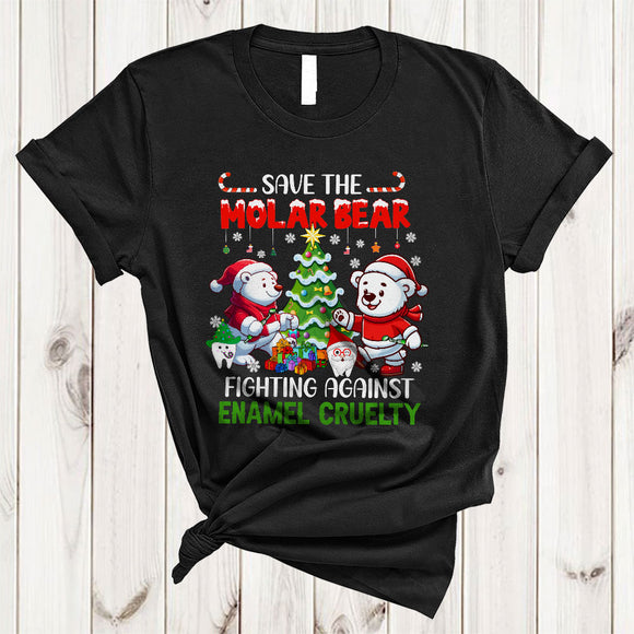 MacnyStore - Save The Molar Bear, Awesome Christmas Dental Dentist Bear Lover, Matching X-mas Group T-Shirt