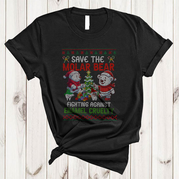 MacnyStore - Save The Molar Bear, Awesome Christmas Sweater Dental Dentist Bear, Matching X-mas Group T-Shirt