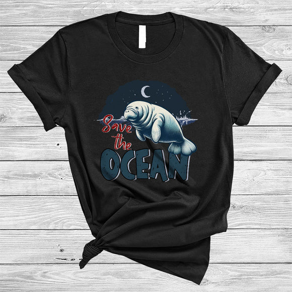 MacnyStore - Save The Ocean, Lovely Earth Day Matching Manatee Sea Animal, Ocean Lover T-Shirt