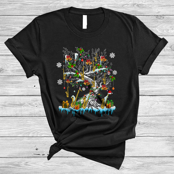 MacnyStore - Saxophone On Christmas Tree, Awesome X-mas Snow Saxophone Lover, Matching X-mas Group T-Shirt