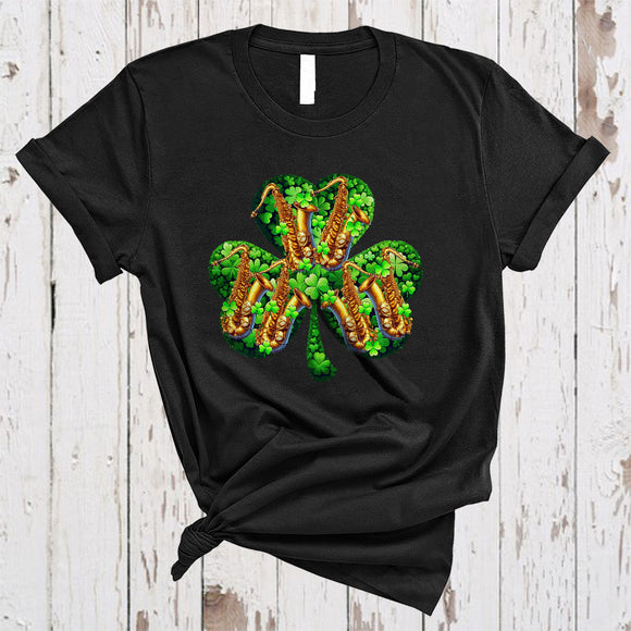 MacnyStore - Saxophone Shamrock Shape, Awesome St. Patrick's Day Saxophone Player Lover, Lucky Family Group T-Shirt