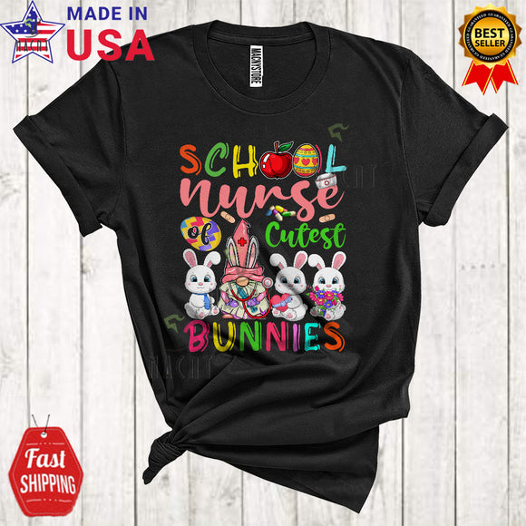 MacnyStore - School Nurse Of Cutest Bunnies Cute Happy Easter Day Three Bunnies Gnome Egg Hunt Lover T-Shirt