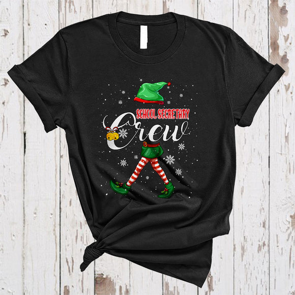 MacnyStore - School Secretary Crew, Joyful Cute Christmas ELF Snow, Job Matching X-mas Group T-Shirt