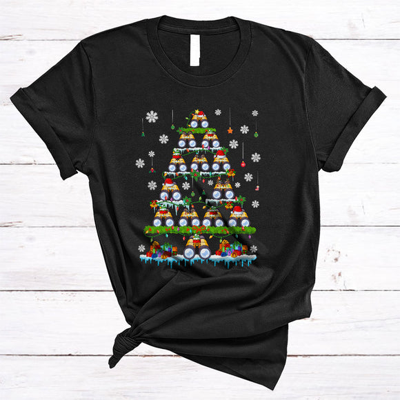 MacnyStore - Scouting Christmas Tree, Joyful Cute X-mas Lights Tree Pajamas, Snow Around Family Group T-Shirt