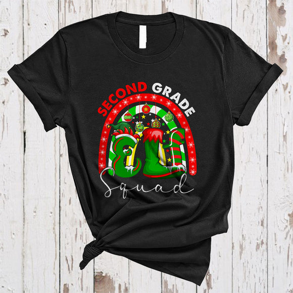 MacnyStore - Second Grade ELF Squad, Adorable Christmas Rainbow ELF, X-mas Students Teacher Group T-Shirt
