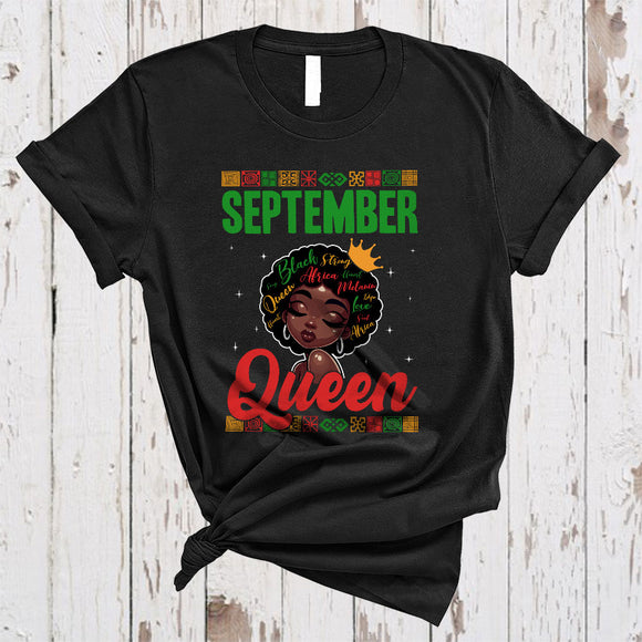 MacnyStore - September Queen, Amazing Birthday Afro Black African American Women, Black History Month Zodiac T-Shirt