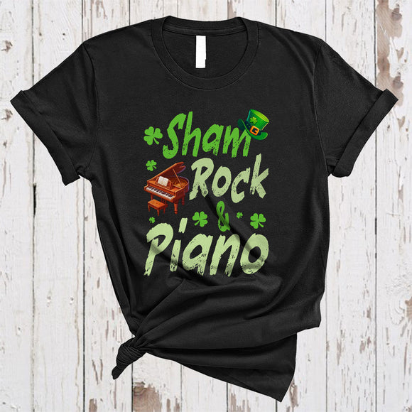 MacnyStore - Shamrock And Piano, Wonderful St. Patrick's Day Musical Instruments Player, Family Group T-Shirt
