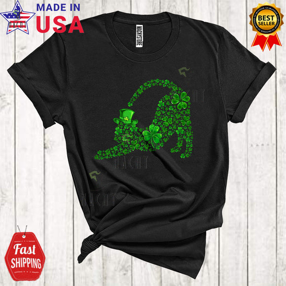 MacnyStore - Shamrock Cat Shape Funny Cool St. Patrick's Day Irish Shamrock Leprechaun Cat Lover T-Shirt