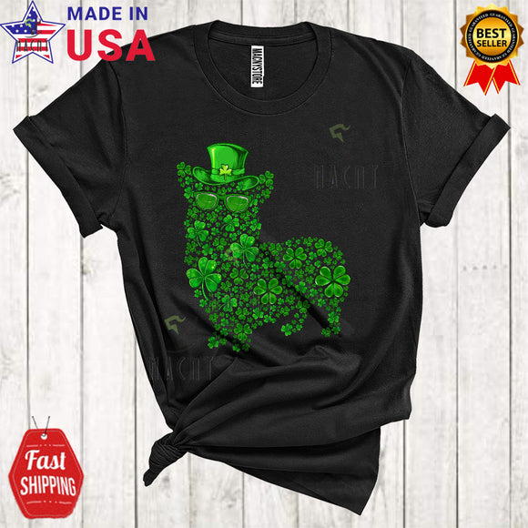 MacnyStore - Shamrock Corgi Dog Shape Funny Cool St. Patrick's Day Irish Shamrock Leprechaun Dog Lover T-Shirt