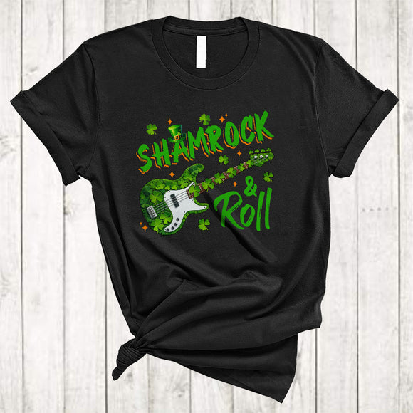 MacnyStore - Shamrock Roll, Joyful St. Patrick's Day Guitar Shamrock, Guitarist Group Music Lover T-Shirt