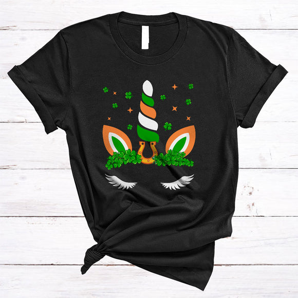 MacnyStore - Shamrock Unicorn Face, Adorable St. Patrick's Day Unicorn Lover, Family Group T-Shirt