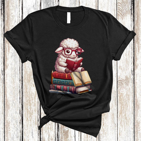 MacnyStore - Sheep Reading Book, Adorable Animal Lover, Book Nerd Readers Reading Librarian Group T-Shirt