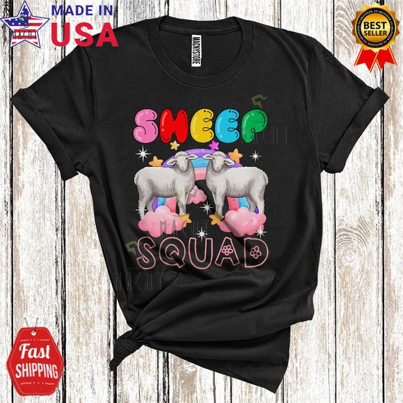 MacnyStore - Sheep Squad Cool Cute Rainbow Sheep Farmer Farm Animal Lover Matching Group T-Shirt