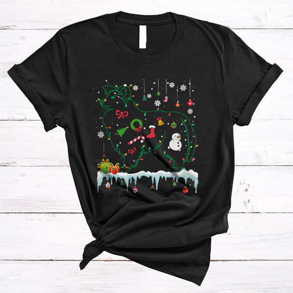 MacnyStore - Sheltie Christmas Lights Shape, Lovely X-mas Tree Snow Around, Matching Family Group T-Shirt