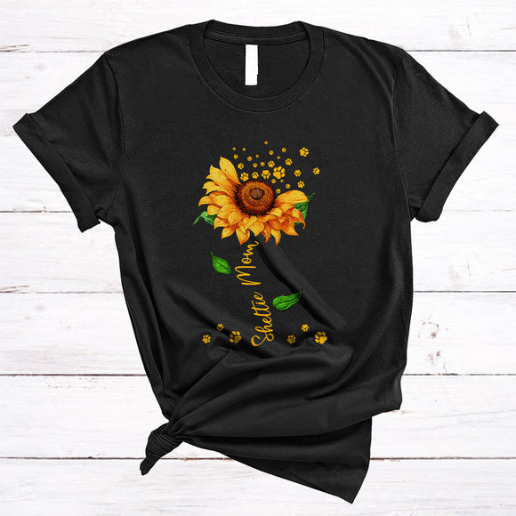MacnyStore - Sheltie Mom, Amazing Mother's Day Sunflowers Sheltie Paws, Matching Family Group T-Shirt