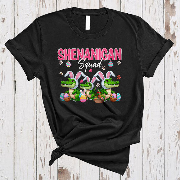 MacnyStore - Shenanigan Squad, Amazing Easter Day Three Bunny Alligators Wild Animal, Egg Hunt Group T-Shirt