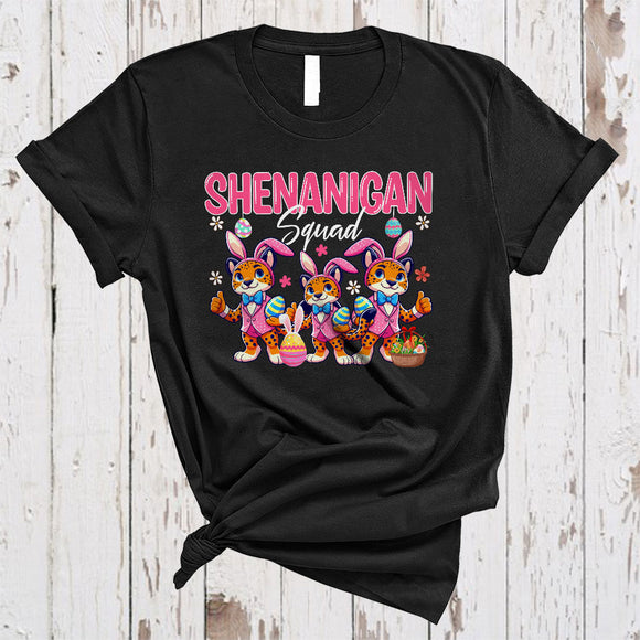 MacnyStore - Shenanigan Squad, Amazing Easter Day Three Bunny Cheetah Wild Animal, Egg Hunt Group T-Shirt