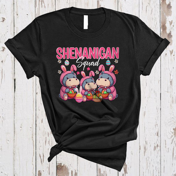 MacnyStore - Shenanigan Squad, Amazing Easter Day Three Bunny Hippos Wild Animal, Egg Hunt Group T-Shirt